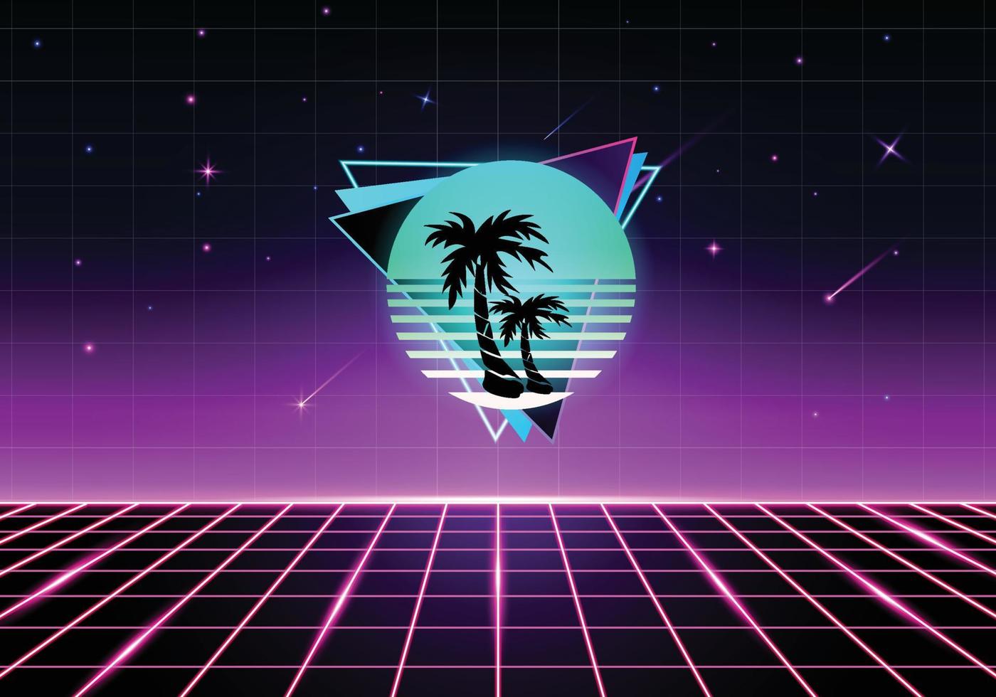 80's poster, flyer project with car, horizon, sunset