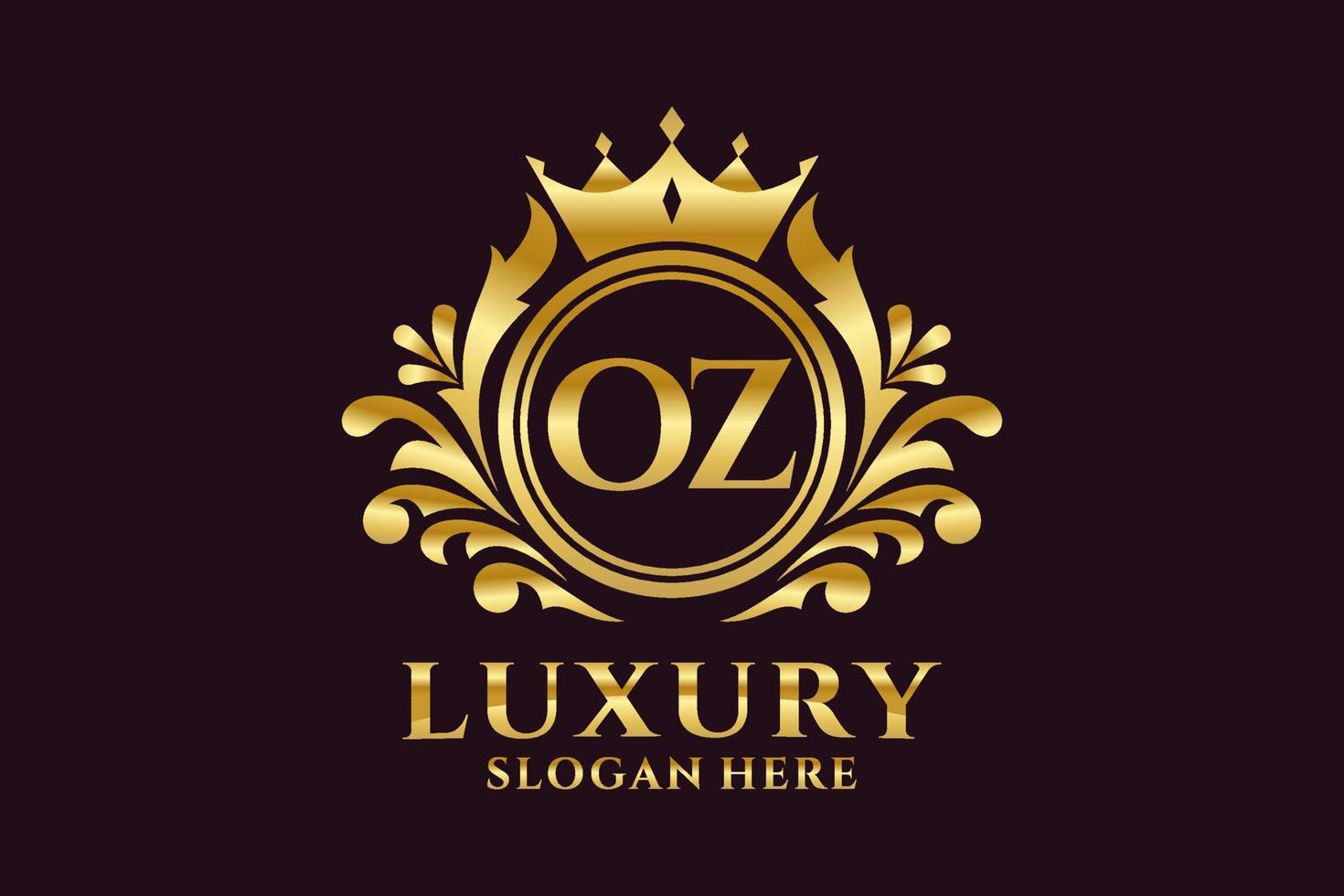 Initial OZ Letter Royal Luxury Logo template in vector art for luxurious branding projects and other vector illustration.
