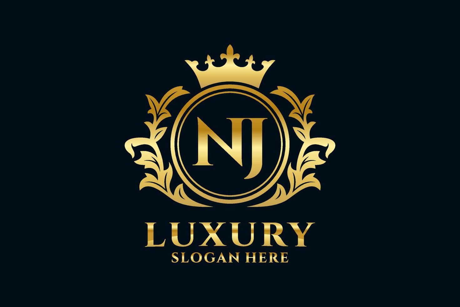 Initial NJ Letter Royal Luxury Logo template in vector art for luxurious branding projects and other vector illustration.