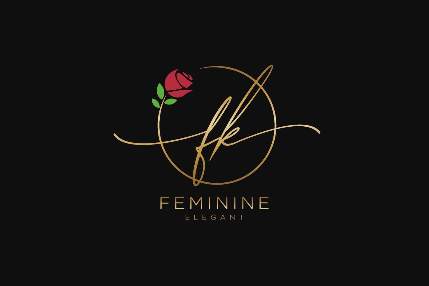 monograma de belleza de logotipo femenino fk inicial y diseño de logotipo elegante, logotipo de escritura a mano de firma inicial, boda, moda, floral y botánica con plantilla creativa. vector