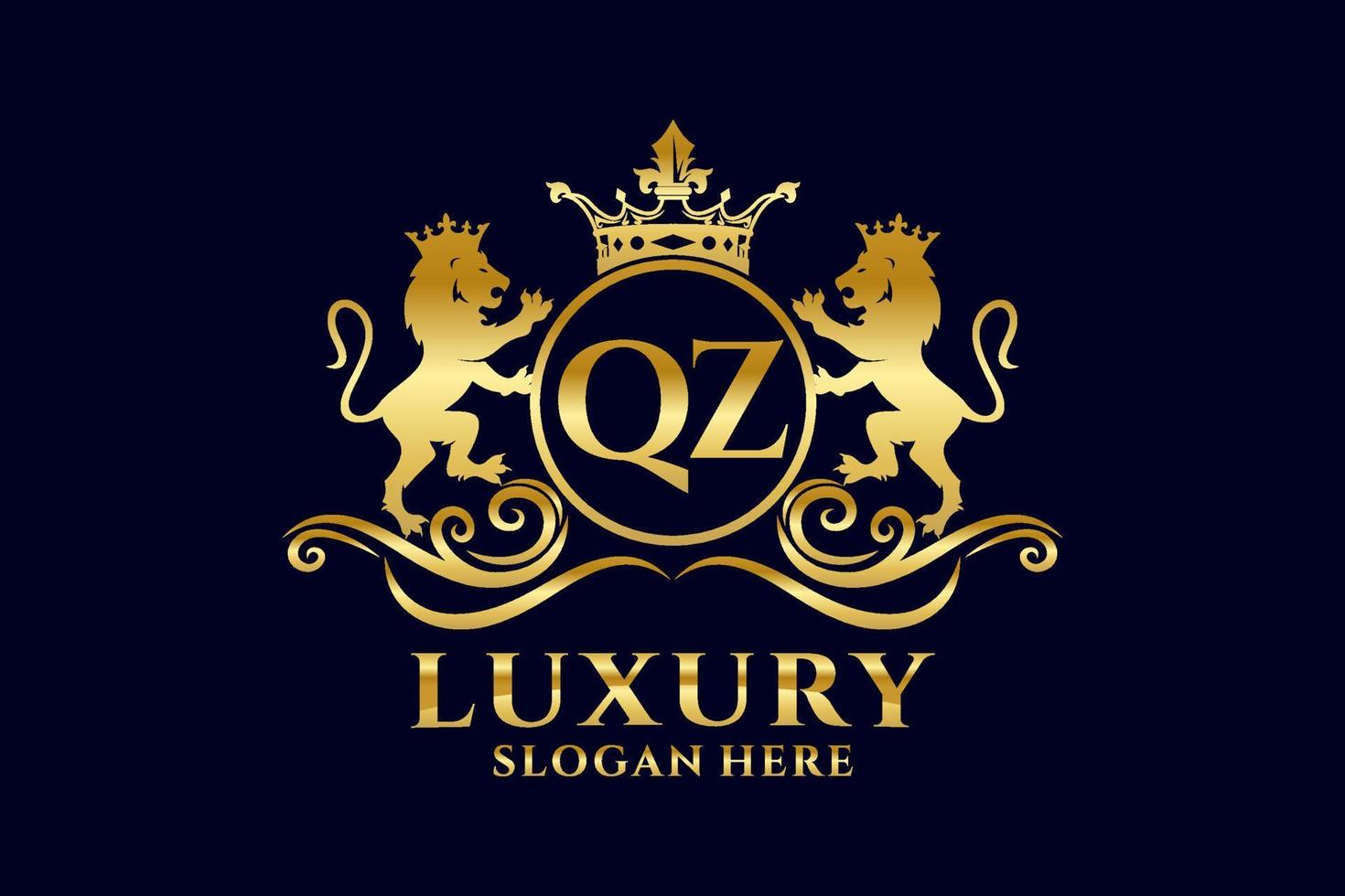 Initial QZ Letter Lion Royal Luxury Logo template in vector art for luxurious branding projects and other vector illustration.