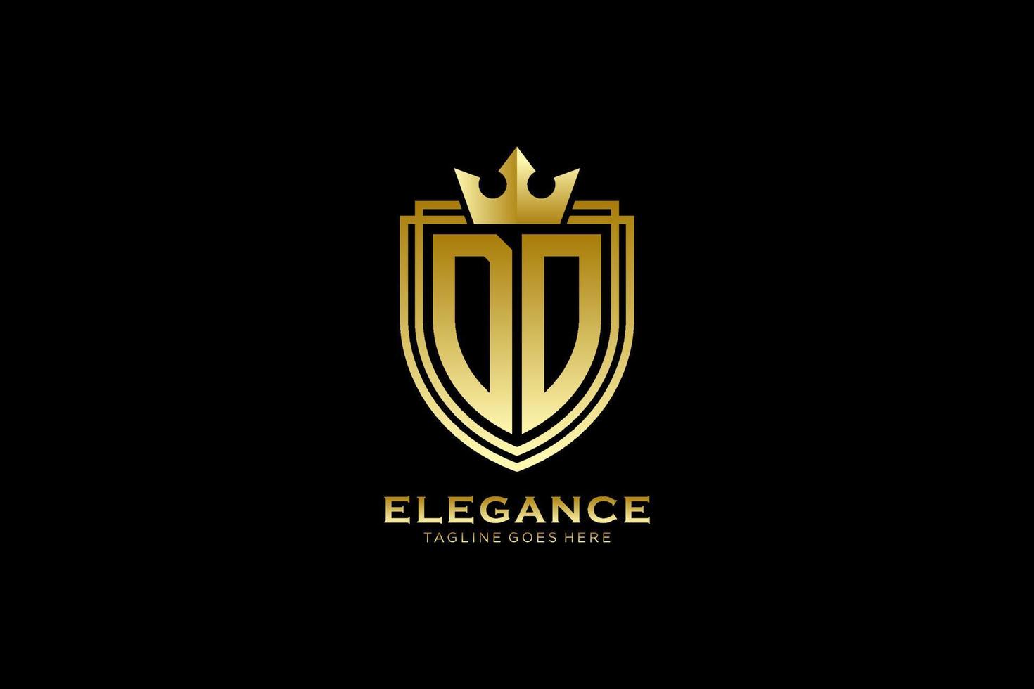 initial DO elegant luxury monogram logo or badge template with scrolls and royal crown - perfect for luxurious branding projects vector