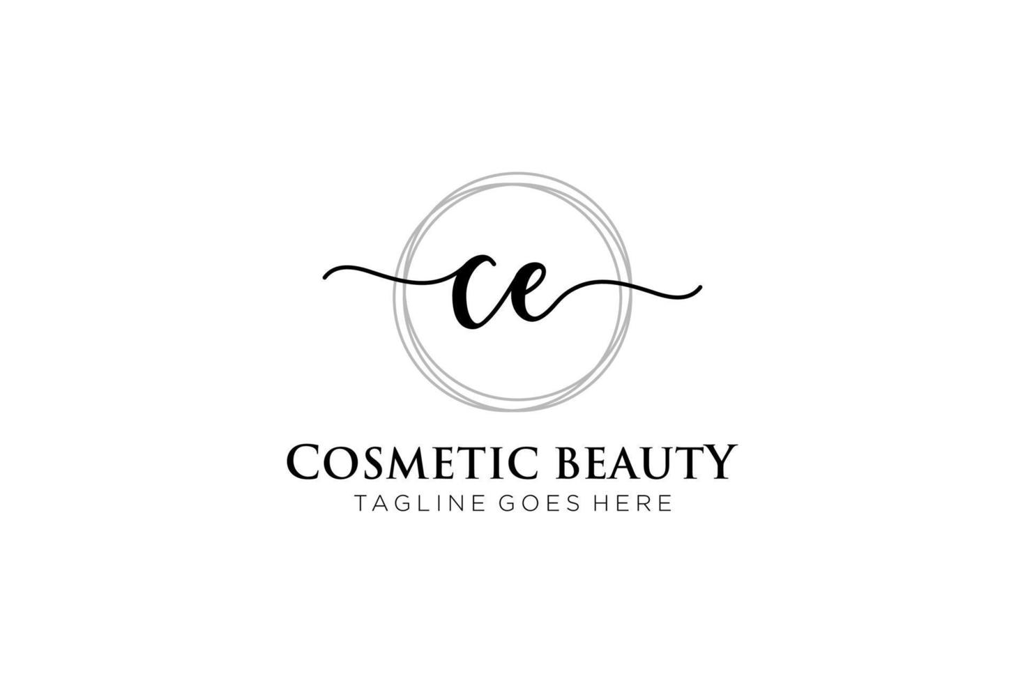 initial CE Feminine logo beauty monogram and elegant logo design, handwriting logo of initial signature, wedding, fashion, floral and botanical with creative template. vector
