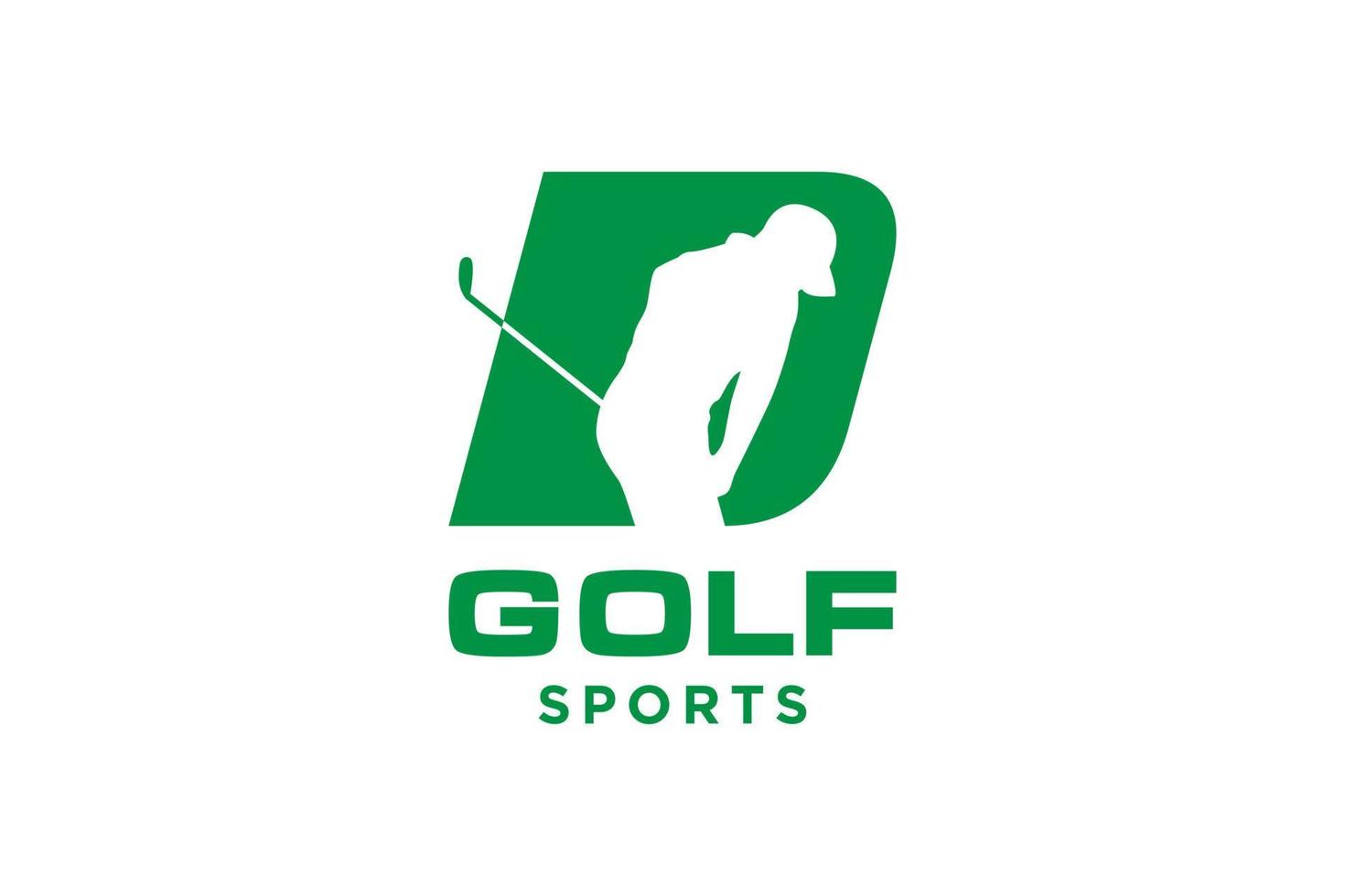 logotipo de icono de letra del alfabeto d para plantilla de vector de diseño de logotipo de golf, etiqueta vectorial de golf, logotipo de campeonato de golf, ilustración, icono creativo, concepto de diseño