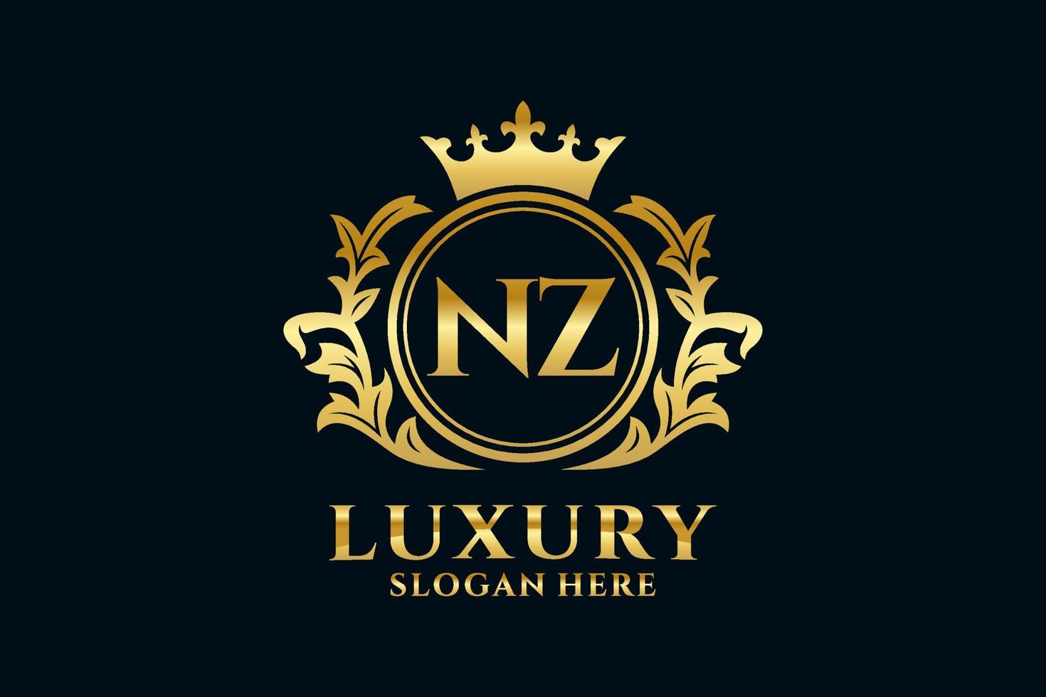 Initial NZ Letter Royal Luxury Logo template in vector art for luxurious branding projects and other vector illustration.