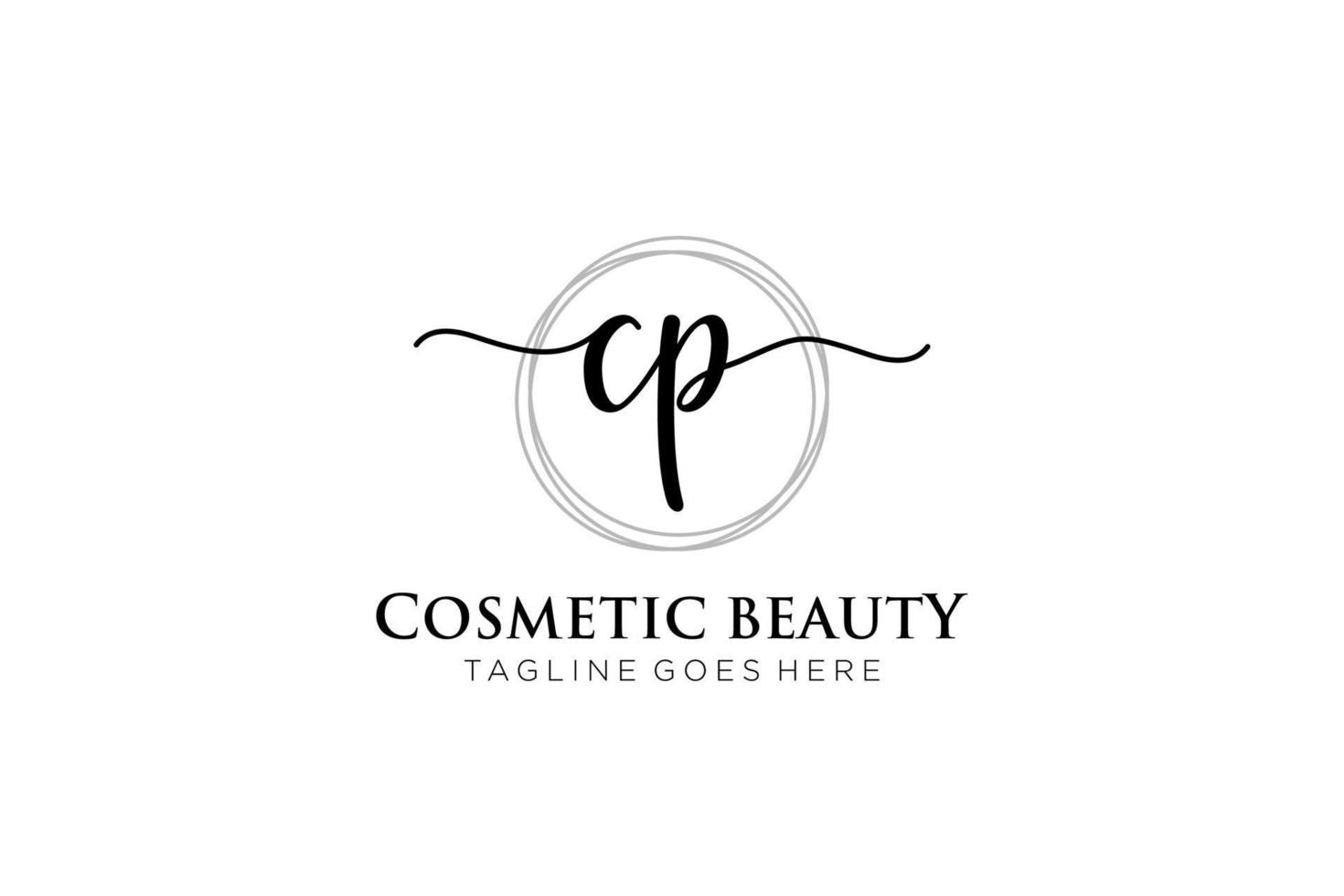 initial CP Feminine logo beauty monogram and elegant logo design, handwriting logo of initial signature, wedding, fashion, floral and botanical with creative template. vector