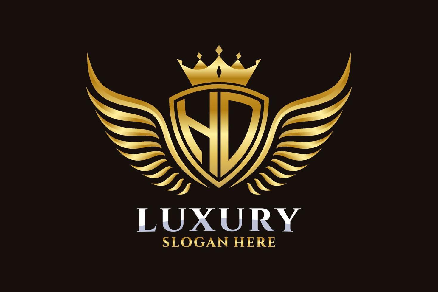 Luxury royal wing Letter HD crest Gold color Logo vector, Victory logo, crest logo, wing logo, vector logo template.