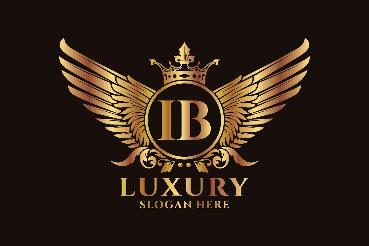 Luxury royal wing Letter IB crest Gold color Logo vector, Victory logo, crest logo, wing logo, vector logo template.