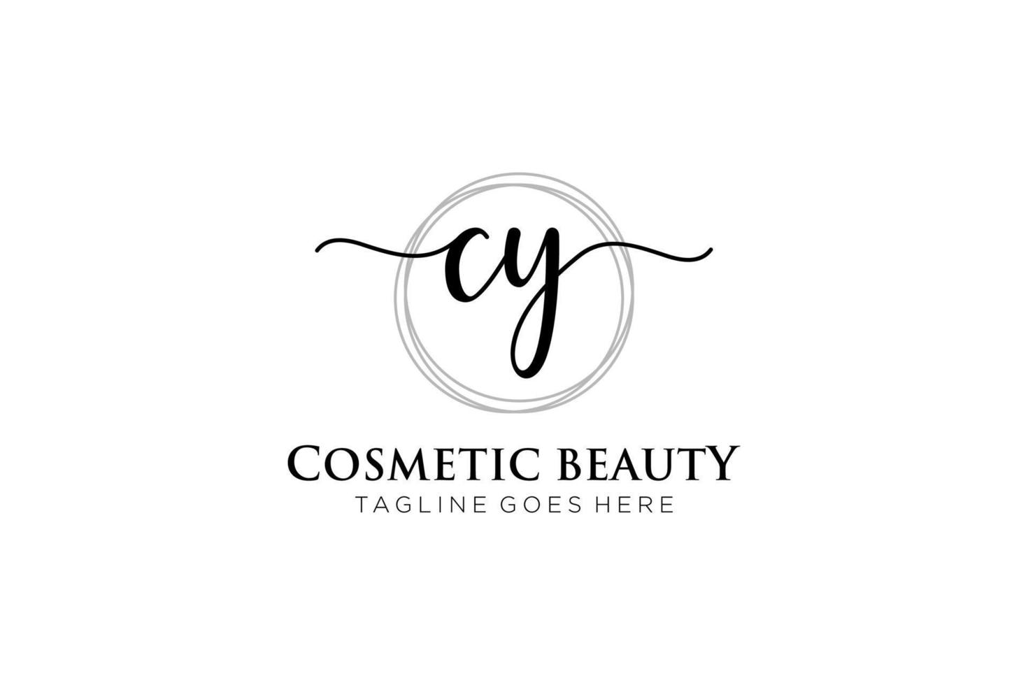 initial CY Feminine logo beauty monogram and elegant logo design, handwriting logo of initial signature, wedding, fashion, floral and botanical with creative template. vector