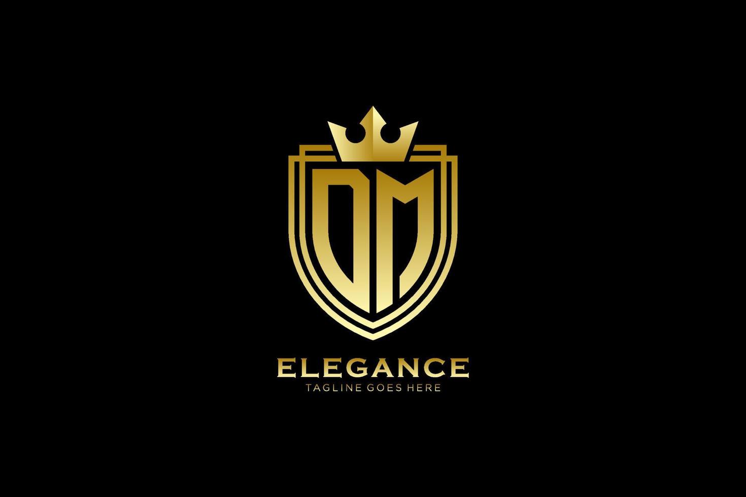 logotipo de monograma de lujo inicial dm elegante o plantilla de placa con pergaminos y corona real - perfecto para proyectos de marca de lujo vector