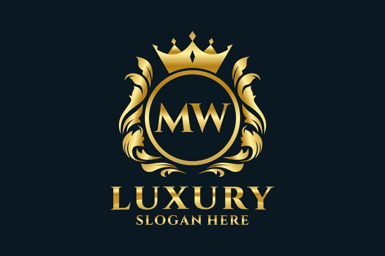 Initial MW Letter Royal Luxury Logo template in vector art for luxurious branding projects and other vector illustration.