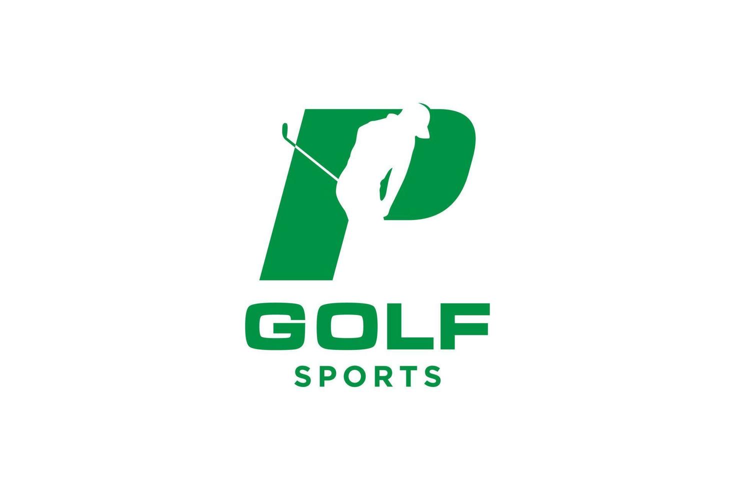 icono de letra del alfabeto logotipo p para la plantilla vectorial de diseño del logotipo de golf, etiqueta vectorial de golf, logotipo del campeonato de golf, ilustración, icono creativo, concepto de diseño vector