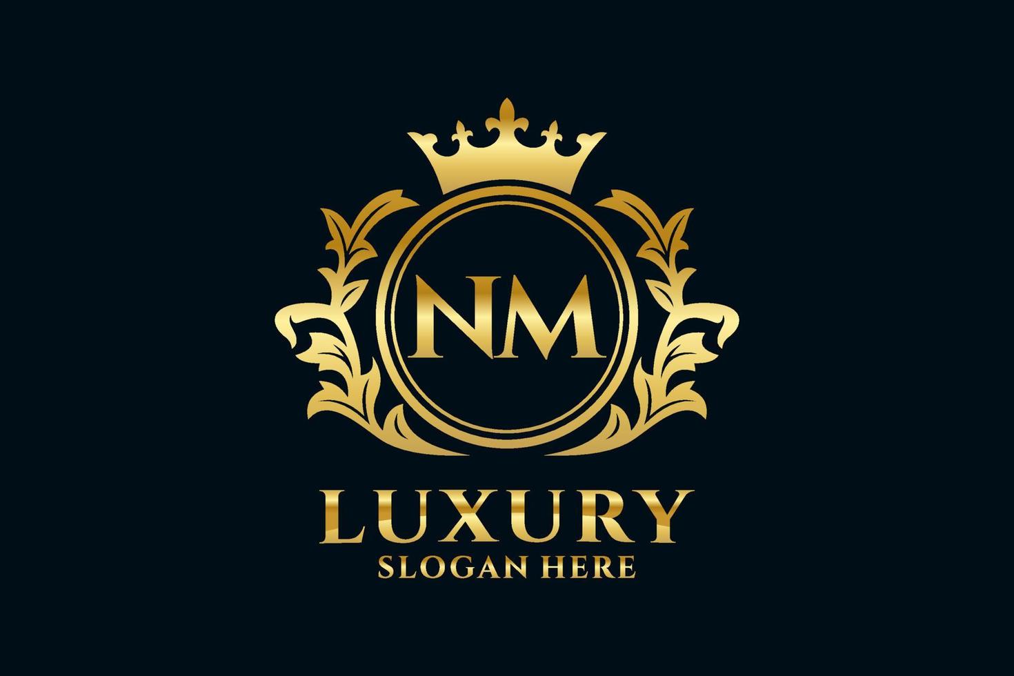 Initial NM Letter Royal Luxury Logo template in vector art for luxurious branding projects and other vector illustration.