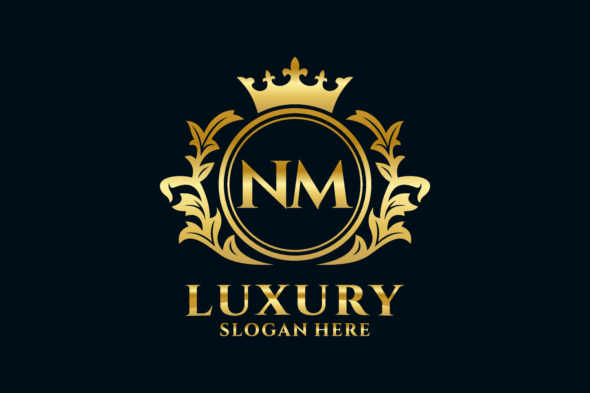 Initial NM Letter Royal Luxury Logo template in vector art for ...
