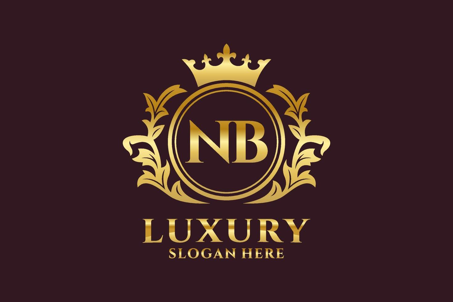 Initial NB Letter Royal Luxury Logo template in vector art for luxurious branding projects and other vector illustration.
