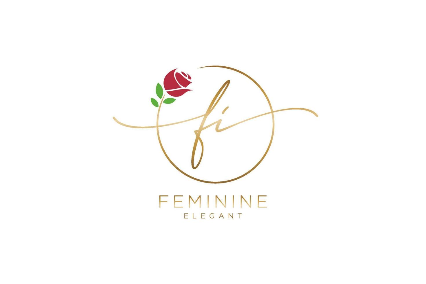 monograma de belleza de logotipo femenino inicial fi y diseño de logotipo elegante, logotipo de escritura a mano de firma inicial, boda, moda, floral y botánica con plantilla creativa. vector