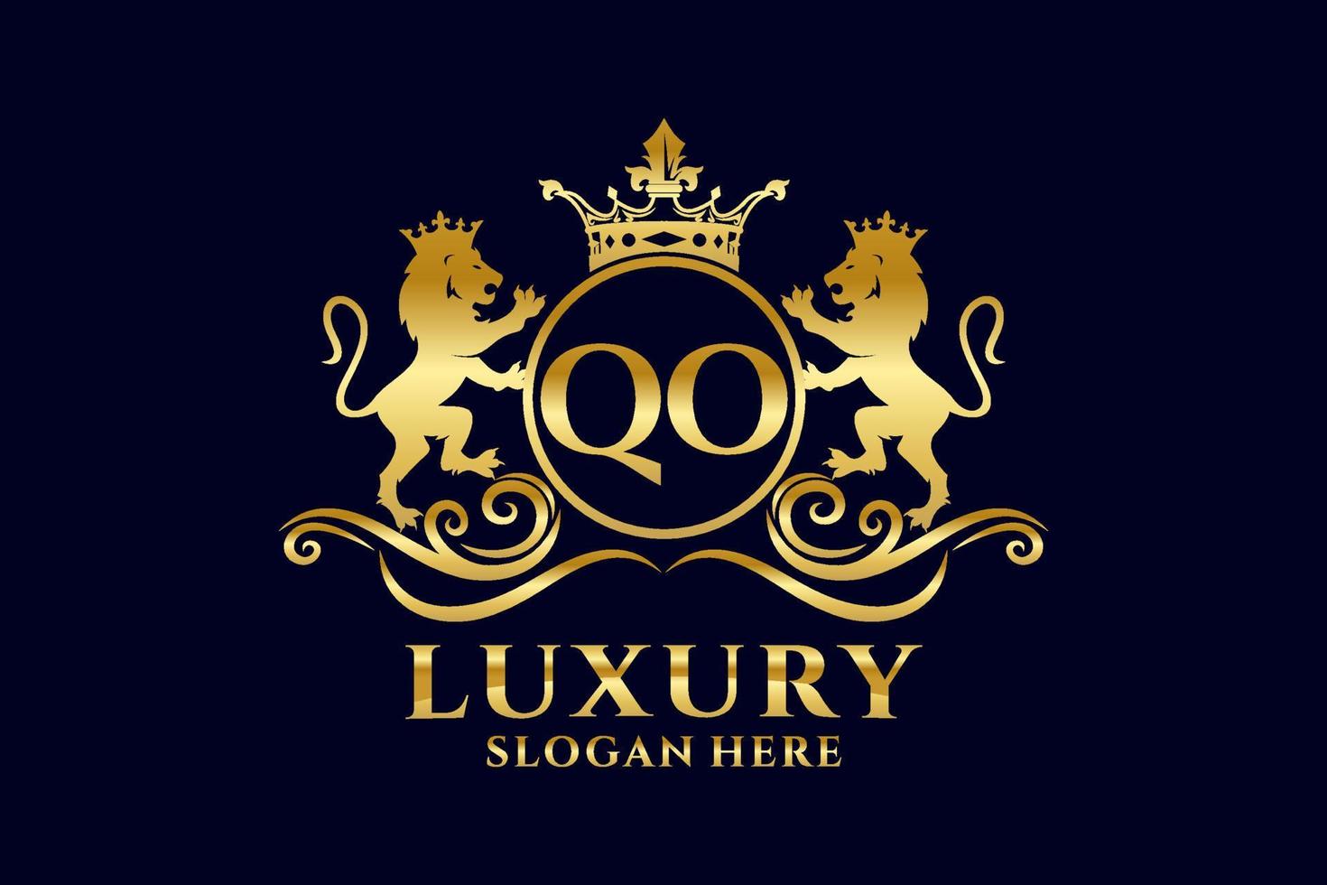 Initial QO Letter Lion Royal Luxury Logo template in vector art for luxurious branding projects and other vector illustration.