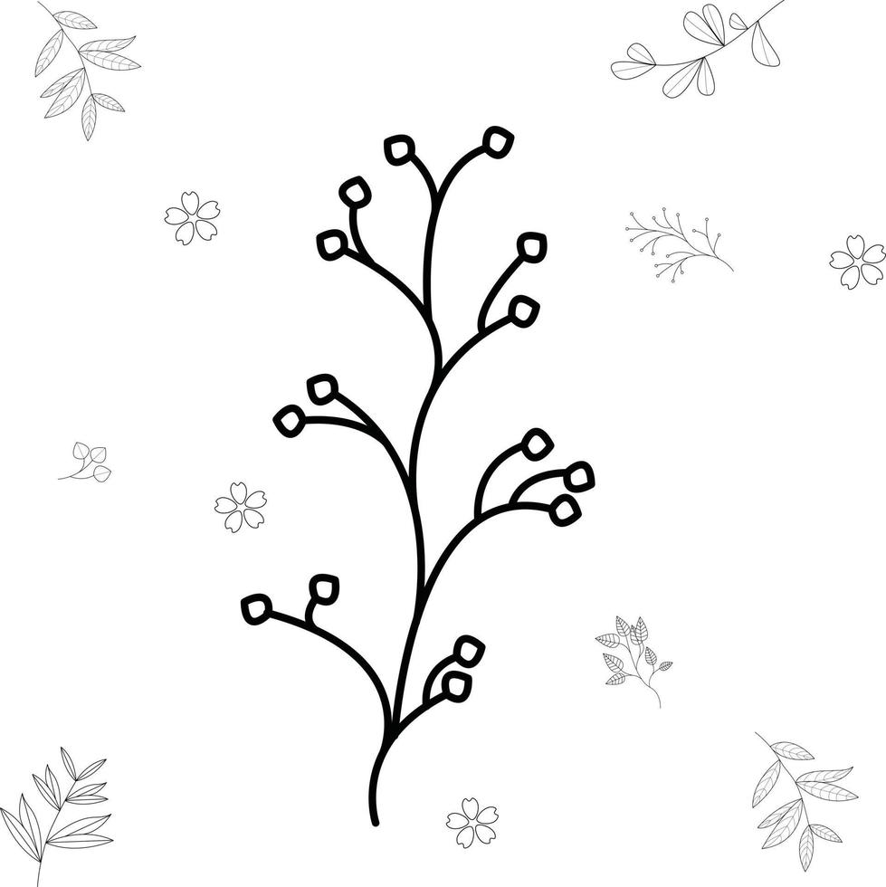 Hand drawn tree branches and leaves. vector graphic design ornament