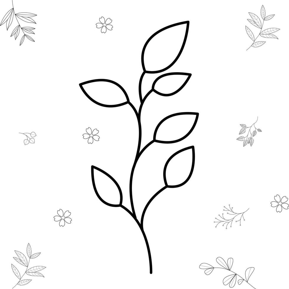 Hand drawn tree branches and leaves. vector graphic design ornament