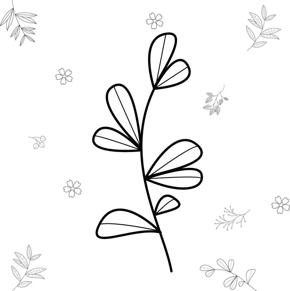 Hand drawn tree branches and leaves. vector graphic design ornament