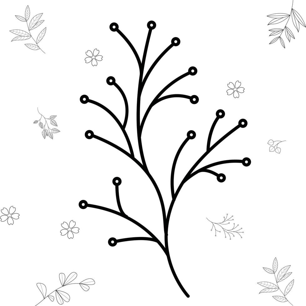 Hand drawn tree branches and leaves. vector graphic design ornament