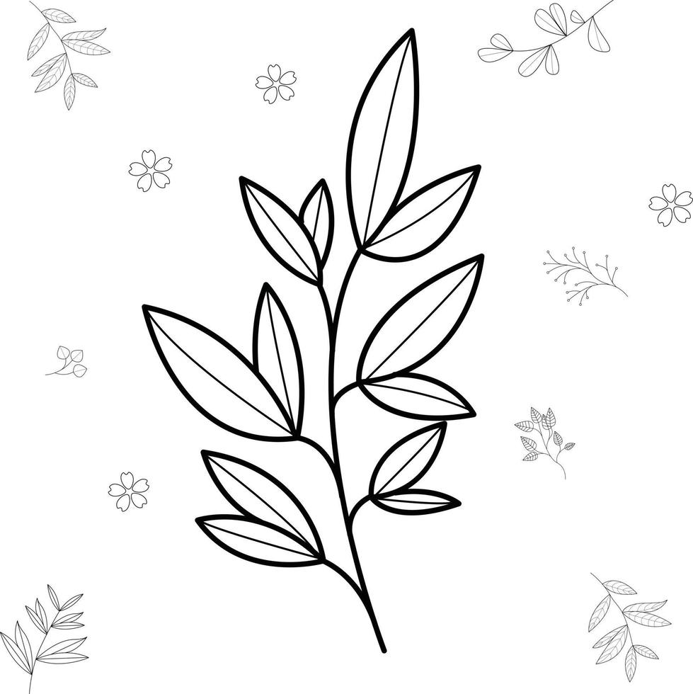 Hand drawn tree branches and leaves. vector graphic design ornament