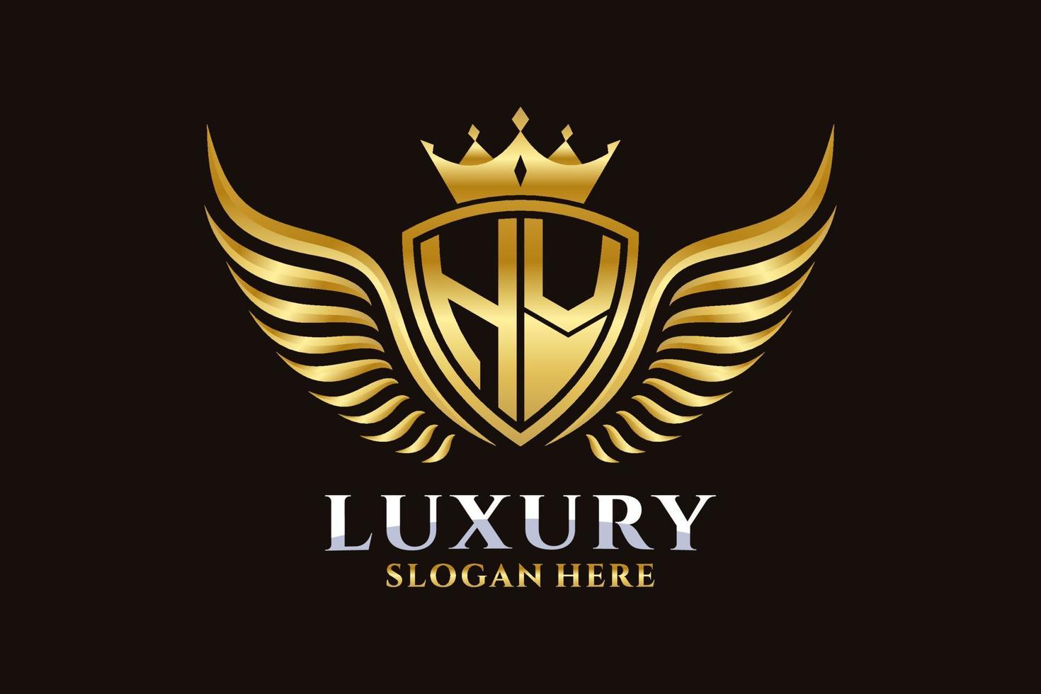 Luxury royal wing Letter HV crest Gold color Logo vector, Victory logo, crest logo, wing logo, vector logo template.