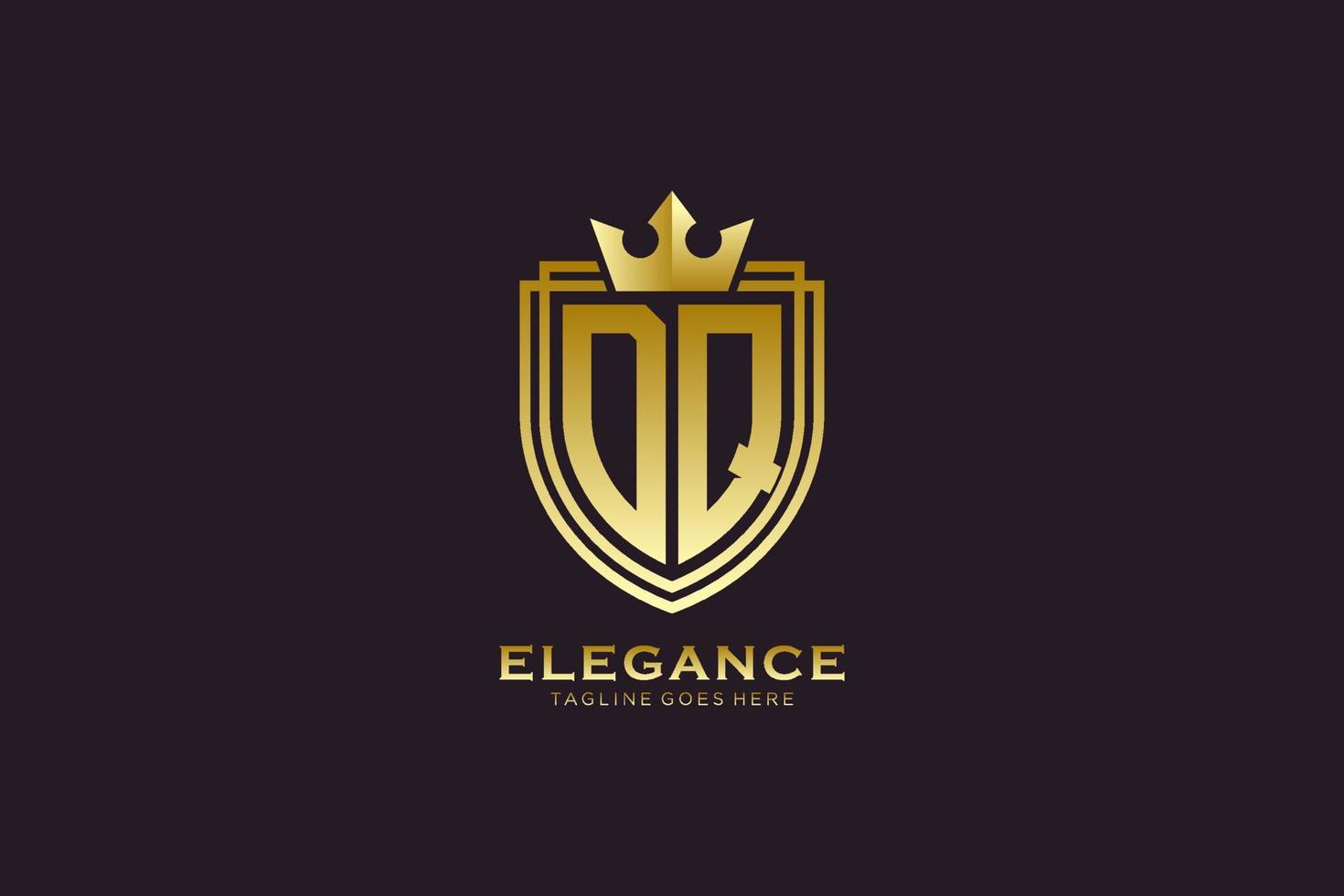 logotipo de monograma de lujo inicial dq elegante o plantilla de placa con pergaminos y corona real - perfecto para proyectos de marca de lujo vector