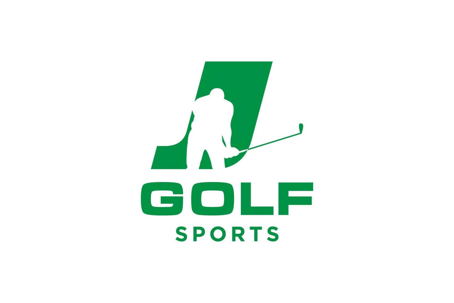 logotipo de icono de letra del alfabeto j para plantilla de vector de diseño de logotipo de golf, etiqueta vectorial de golf, logotipo de campeonato de golf, ilustración, icono creativo, concepto de diseño