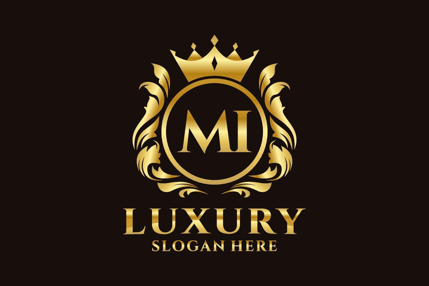 Initial MI Letter Royal Luxury Logo template in vector art for luxurious branding projects and other vector illustration.