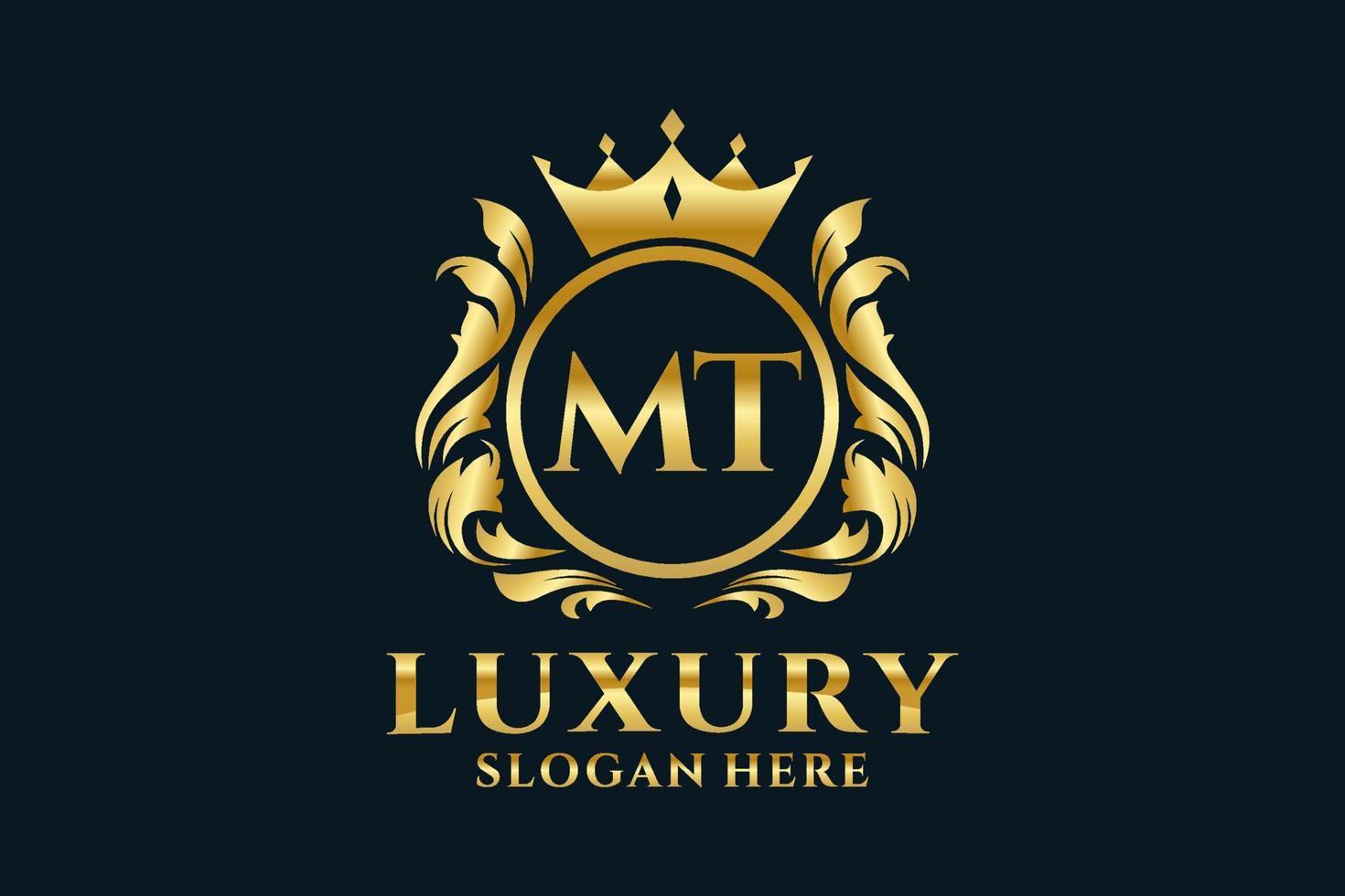 Initial MT Letter Royal Luxury Logo template in vector art for luxurious branding projects and other vector illustration.
