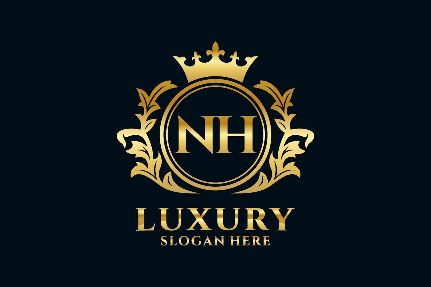 Initial NH Letter Royal Luxury Logo template in vector art for luxurious branding projects and other vector illustration.