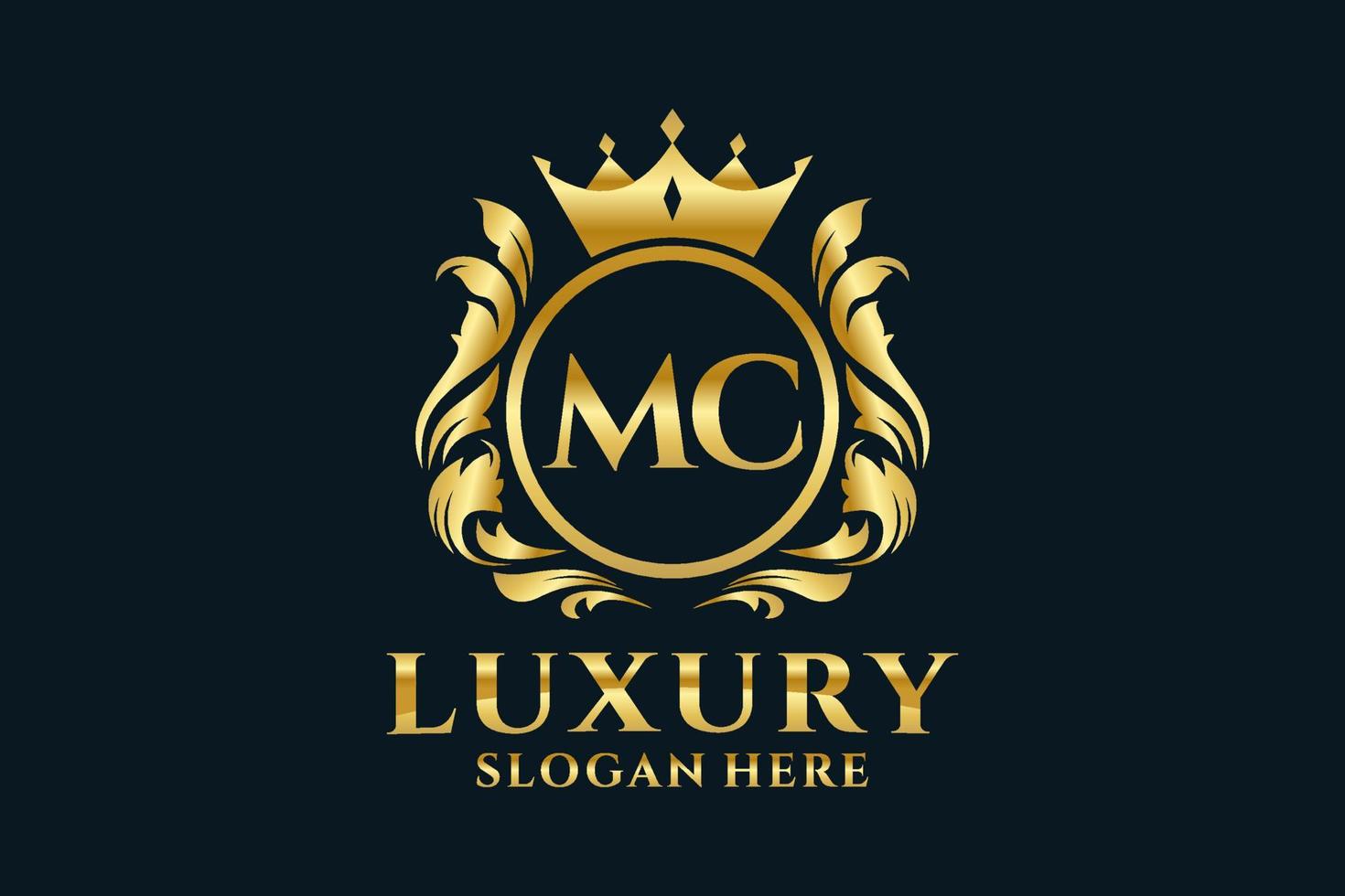 Initial MC Letter Royal Luxury Logo template in vector art for luxurious branding projects and other vector illustration.