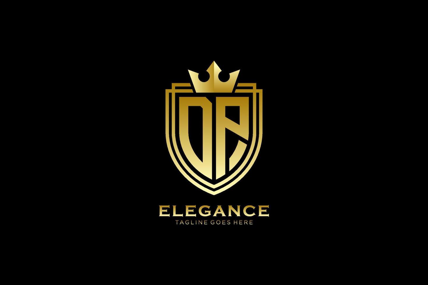 initial DP elegant luxury monogram logo or badge template with scrolls and royal crown - perfect for luxurious branding projects vector