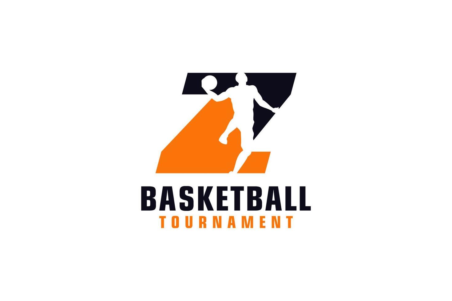 Letter Z with Basketball Logo Design. Vector Design Template Elements for Sport Team or Corporate Identity.