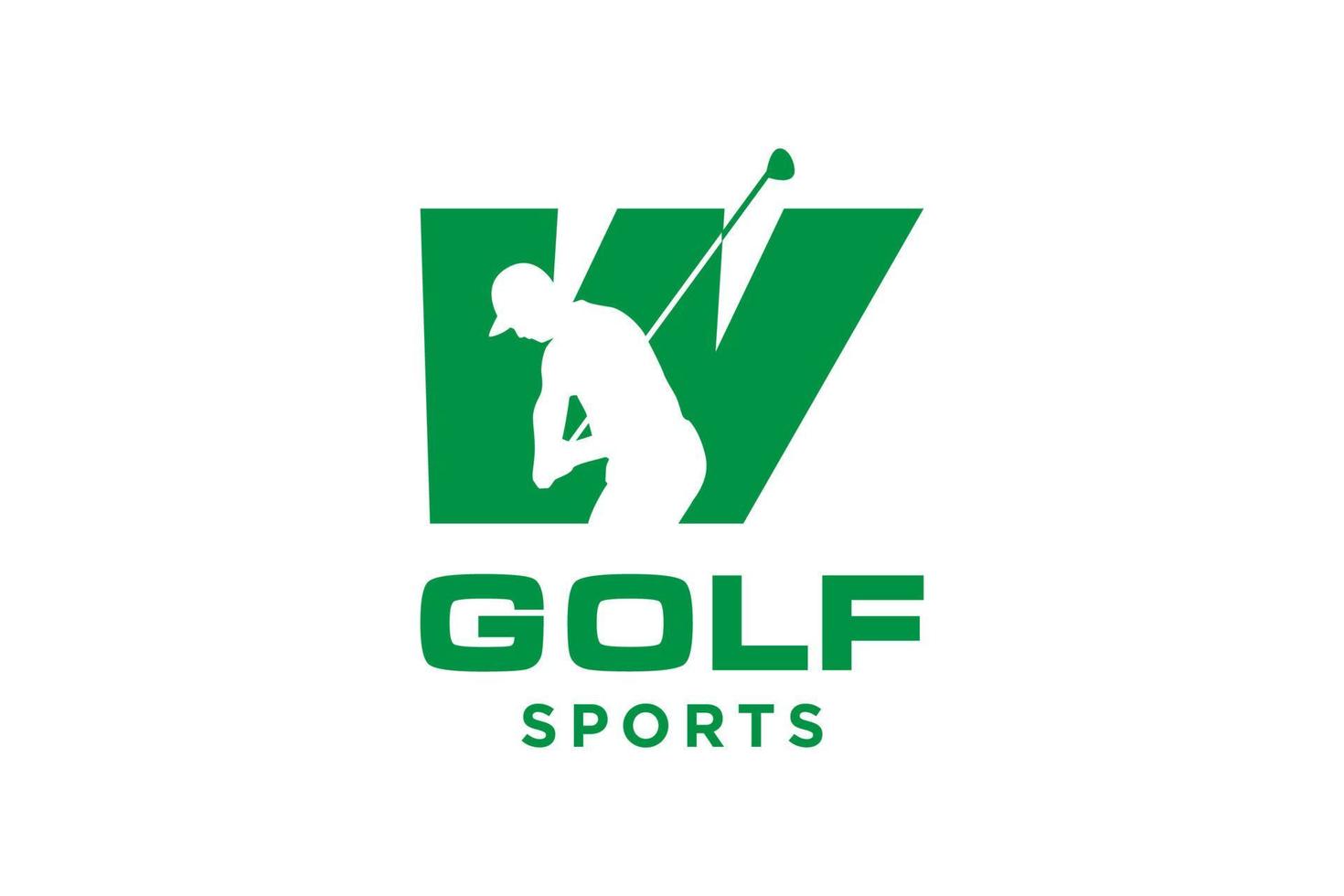 logotipo de icono de letra del alfabeto w para plantilla de vector de diseño de logotipo de golf, etiqueta vectorial de golf, logotipo de campeonato de golf, ilustración, icono creativo, concepto de diseño