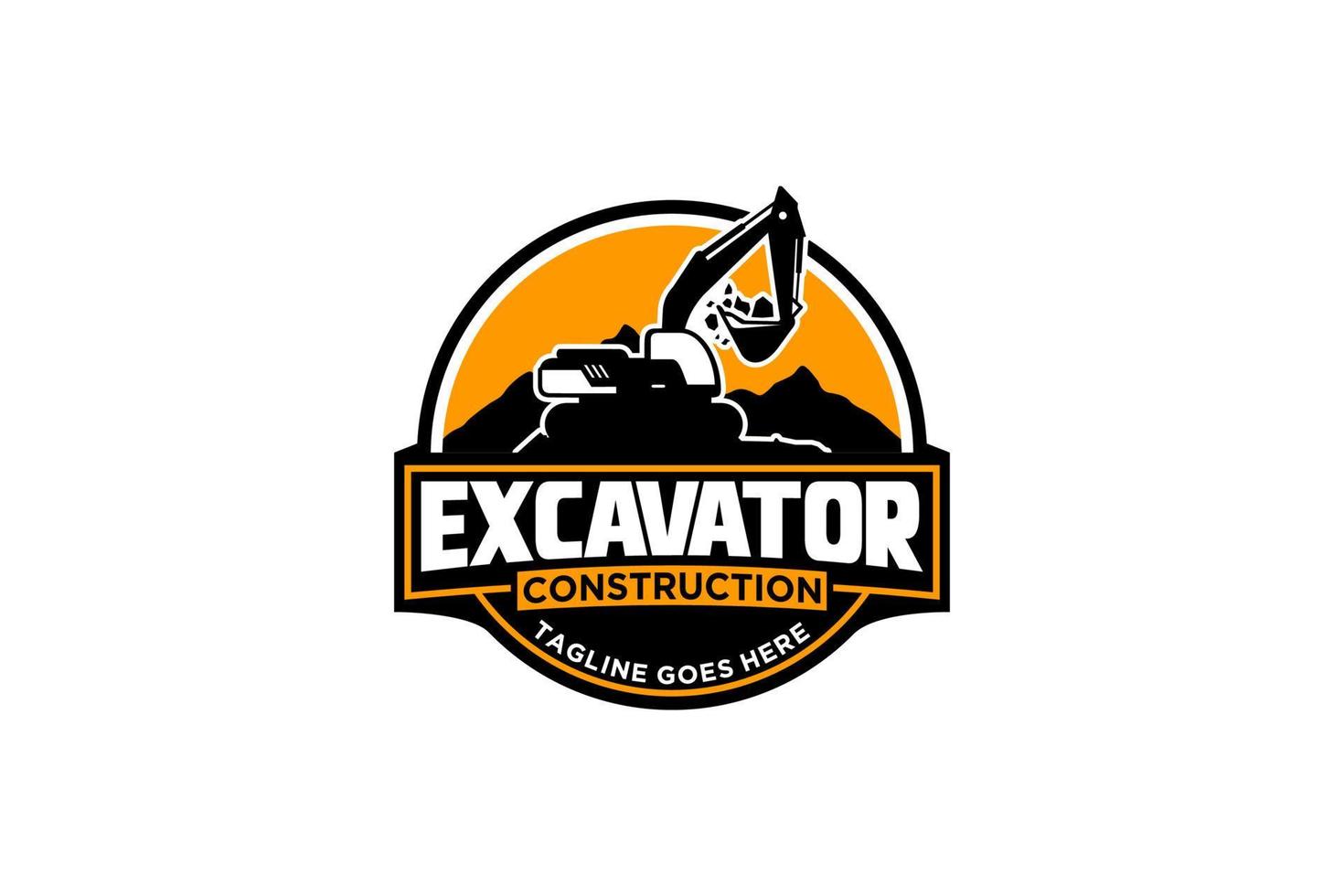 Excavator logo template vector. Heavy equipment logo vector for construction company. Creative excavator illustration for logo template.