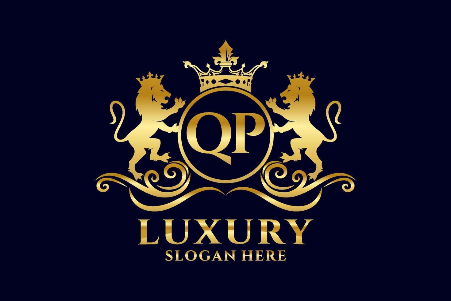 Initial QP Letter Lion Royal Luxury Logo template in vector art for luxurious branding projects and other vector illustration.