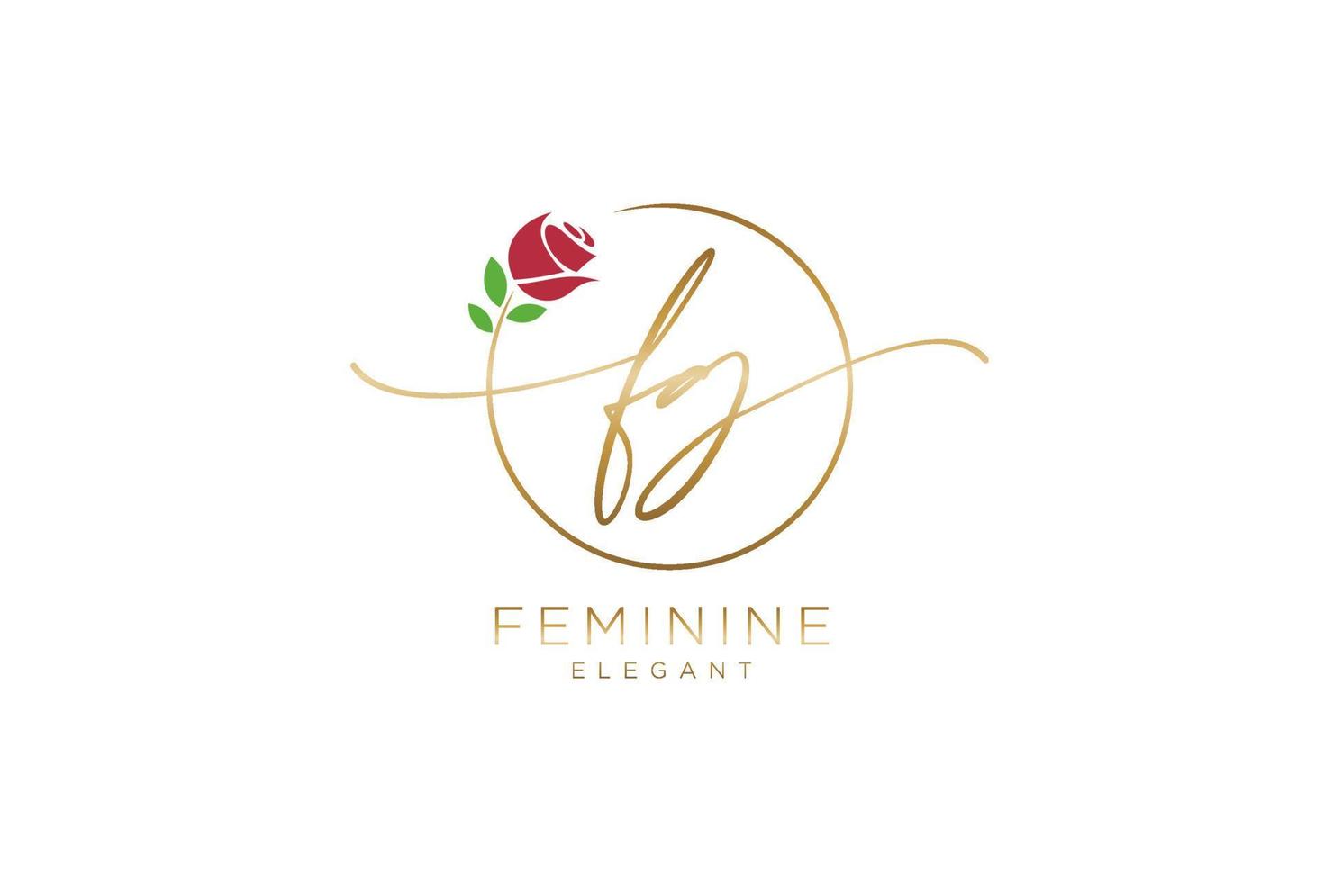 initial FG Feminine logo beauty monogram and elegant logo design, handwriting logo of initial signature, wedding, fashion, floral and botanical with creative template. vector