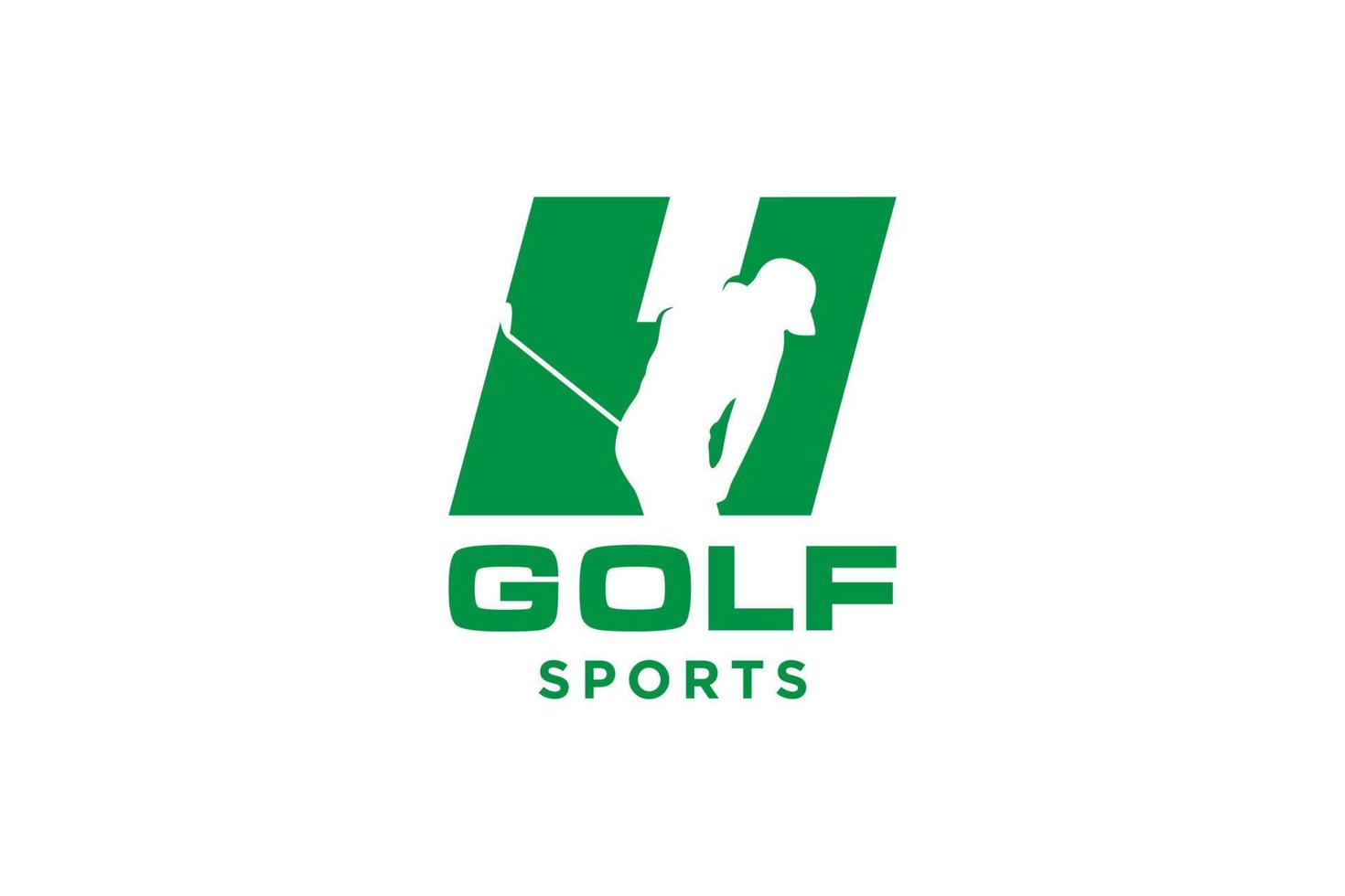 logotipo de icono de letra del alfabeto h para plantilla de vector de diseño de logotipo de golf, etiqueta vectorial de golf, logotipo de campeonato de golf, ilustración, icono creativo, concepto de diseño