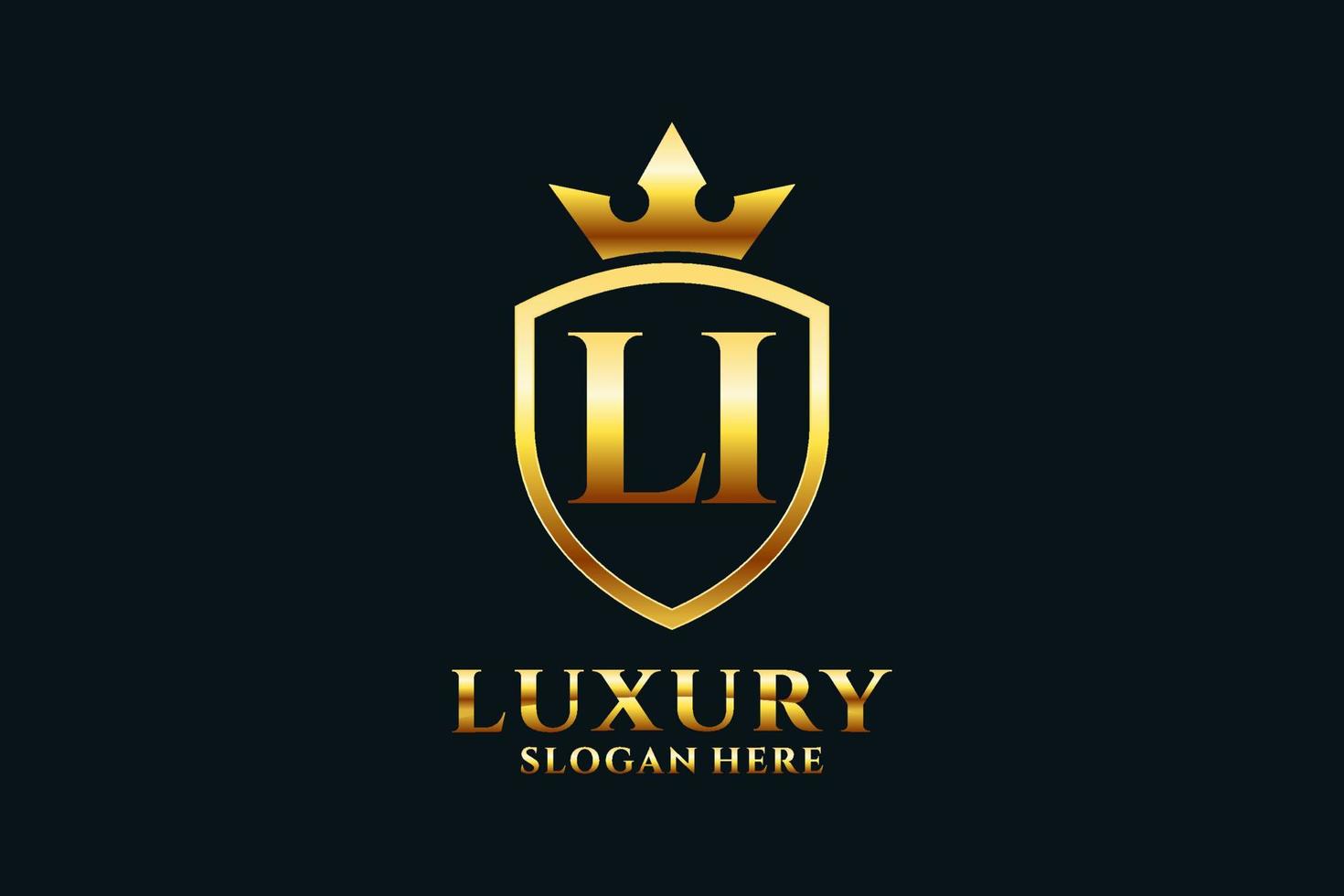 initial LI elegant luxury monogram logo or badge template with scrolls and royal crown - perfect for luxurious branding projects vector