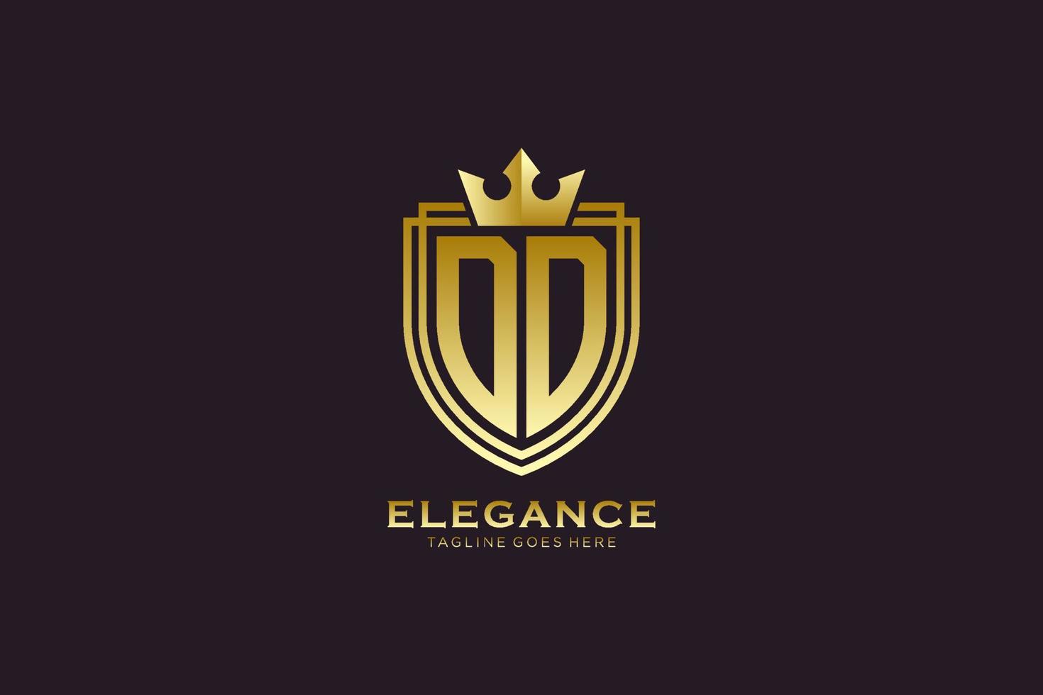 initial DD elegant luxury monogram logo or badge template with scrolls and royal crown - perfect for luxurious branding projects vector