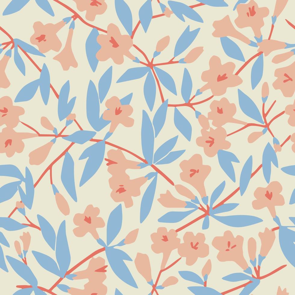 Vector cherry blossom illustration seamless repeat pattern