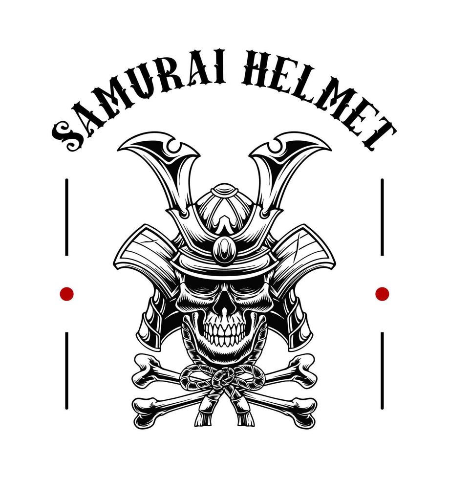 diseño de vector de cráneo samurai