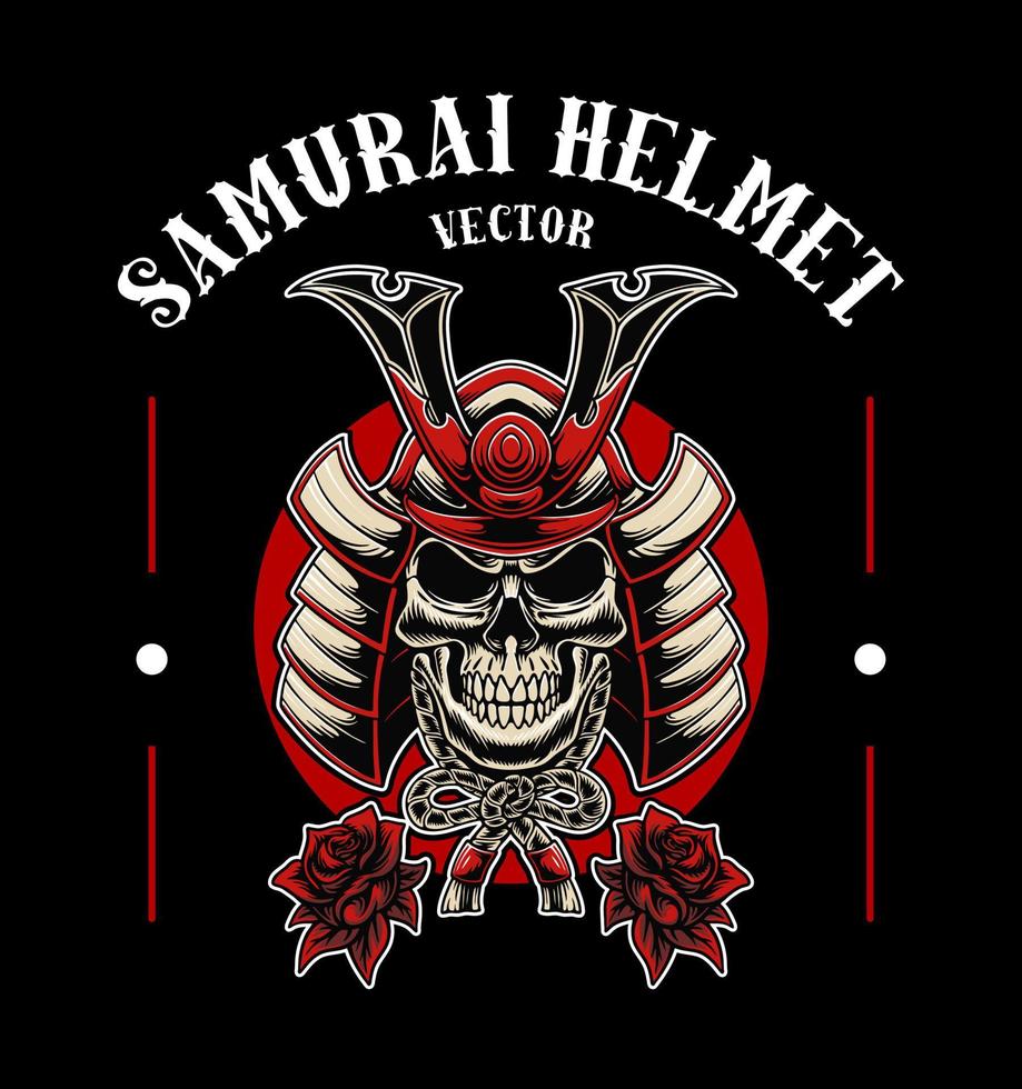 samurai máscara arte de diseño vectorial en blanco y negro vector