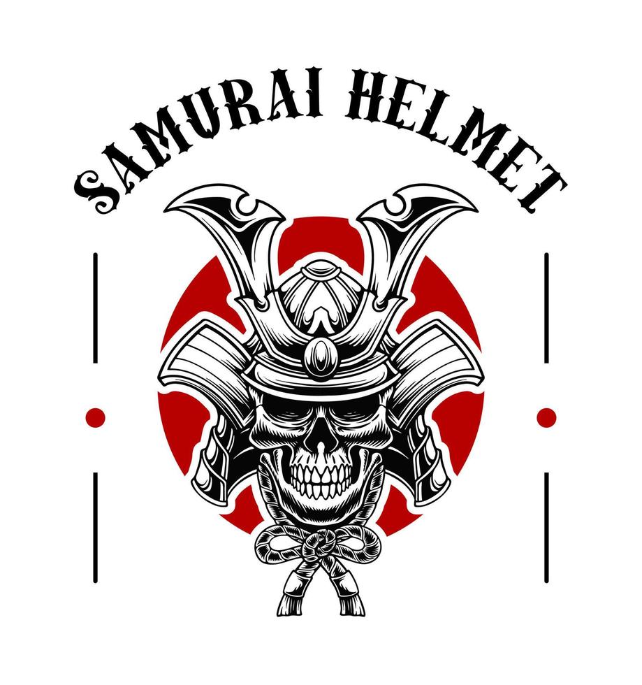 Samurai mask black and white vector design art
