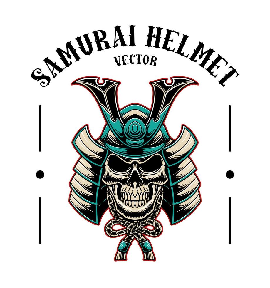 samurai máscara arte de diseño vectorial en blanco y negro vector