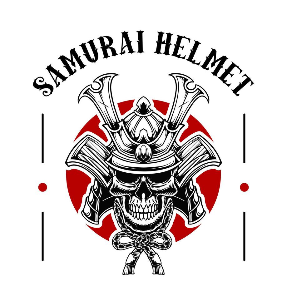 Samurai mask black and white vector design art