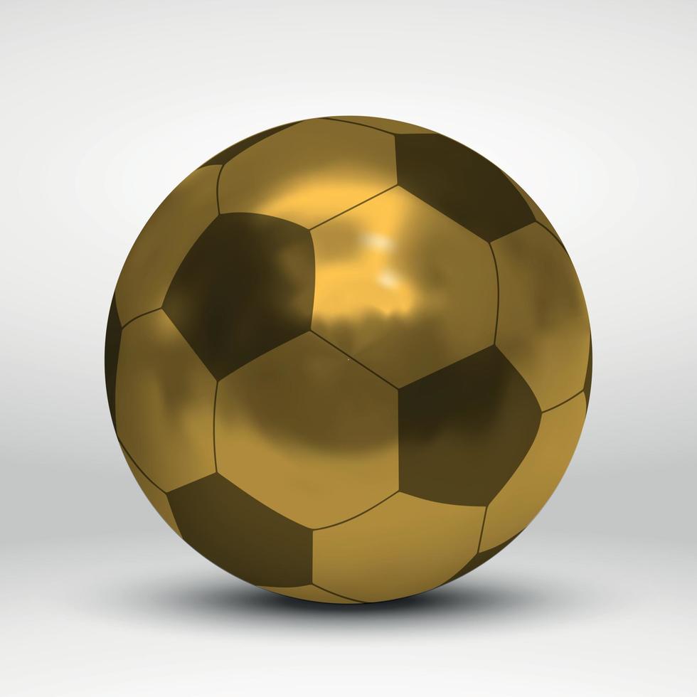 Balón de fútbol dorado sobre fondo blanco. vector