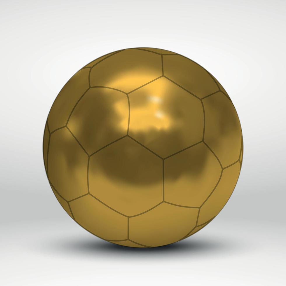 Balón de fútbol dorado sobre fondo blanco. vector